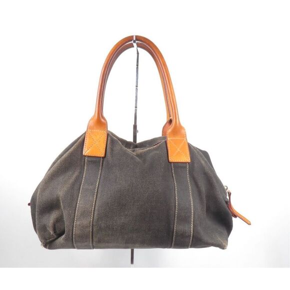 Vintage Dooney & Bourke Smoke Black Canvas Distressed Large Shoulder Bag Red - Picture 4 of 7